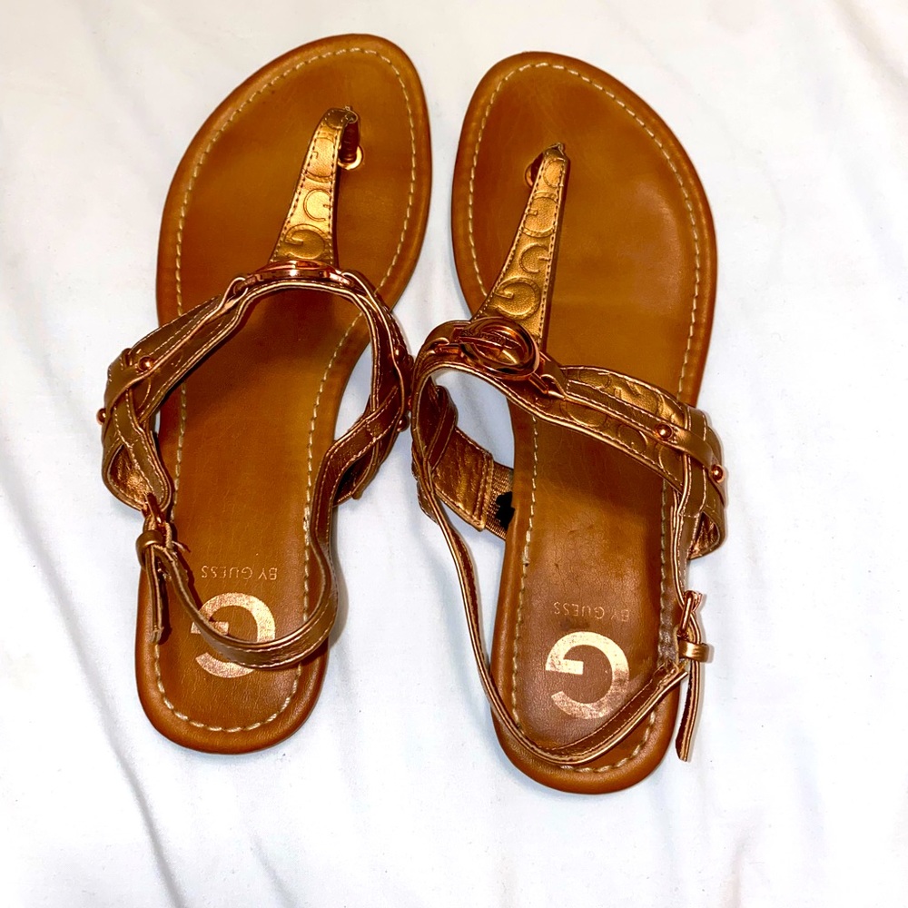 Rose gold Guess strap sandals